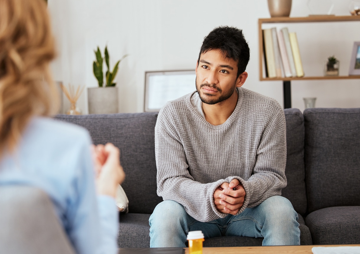 patient listening to counselor speak