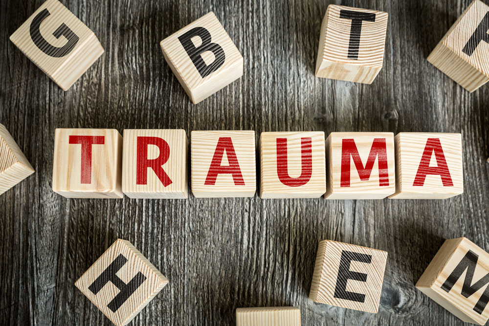 blocks spelling out trauma
