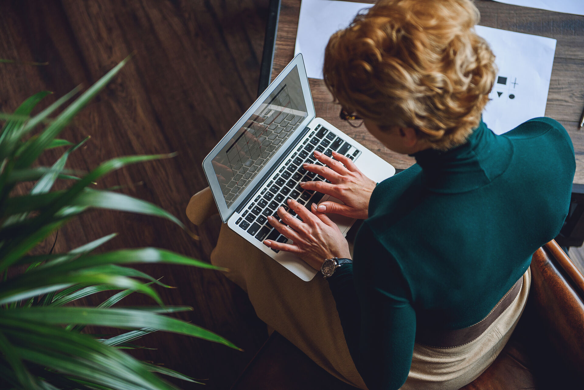 Woman working online