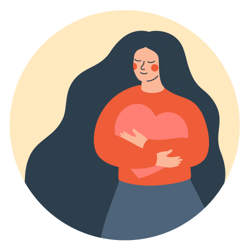 Positive Body Image woman holding a heart